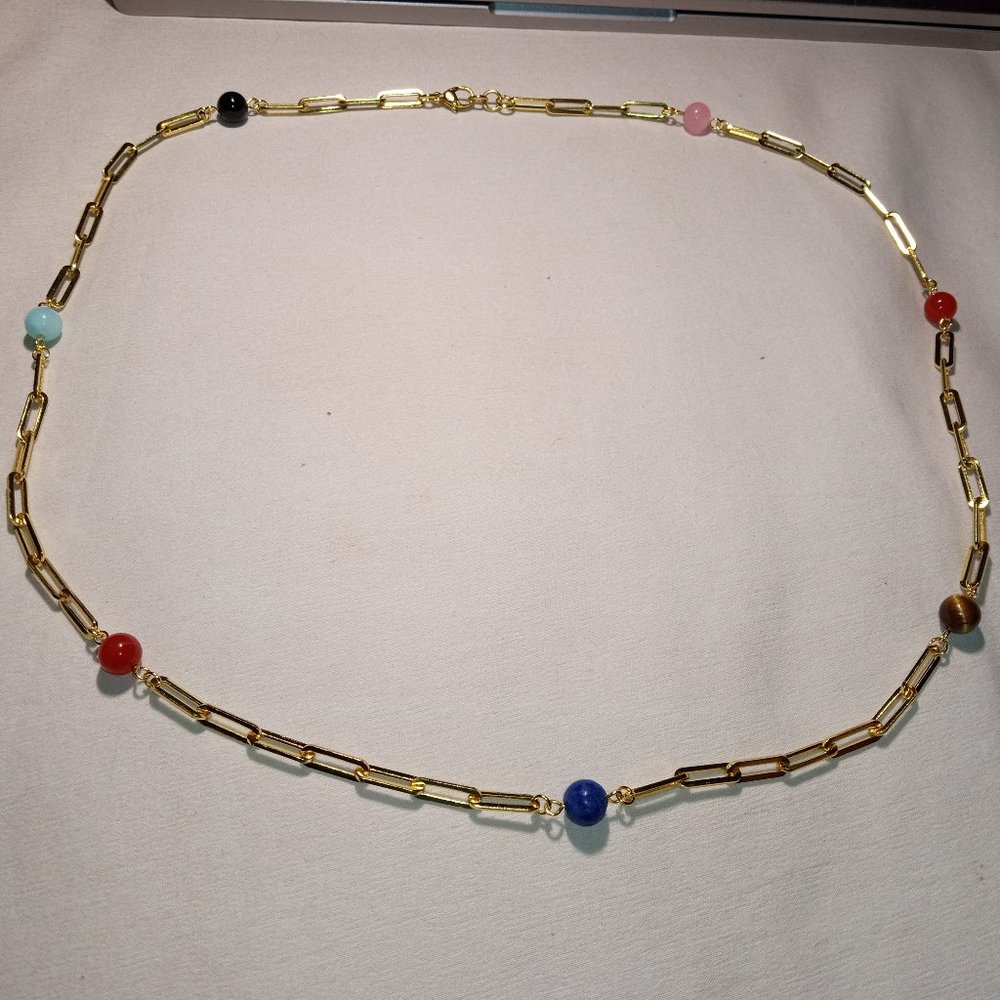 Multi gemstone paperclip necklace 40%off is applied